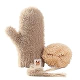 Christams Baumwolle Winterhandschuhe Fall Vollfingerhandschuhe Niedliche Cartoonhandschuhe Verdicken Velvet Hängende Nackenhandschuhe Geburtstagsgeschenke für 6-12 Jahre alt Jungen Mädchen (Rosa) WTZ0