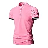 Poloshirt Herren Sommer Stehkragen Kurzarm Shirt Herren Regular Fit Lässig Sportshirt Herren Bergsteigen Golf All-Match Shirt Herren Komfortabel Atmungsaktiv T-Shirt H