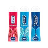 Durex Play Ausprobierpaket mit 3 verschiedenen Gleitgelen | Sweet Strawberry & Prickelnd & Feel (3 x 50ml)