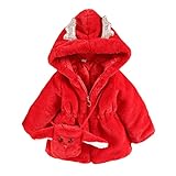 MRULIC Kleinkind MäNtel Winterjacke Hoodies Langarm ReißVerschluss Kapuzenpullover Winter Warm Outwear Mit Kapuze Tops Tasche Jacke Kleidung MäDchen Geburtstag Geschenk(rot,100)