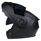 LucaSng Motorradhelm Doppelvisier Integralhelm Endurohelm Crosshelm Herren und Damen Mofahelme Klapphelm mit Sonnenblende Scooterhelm Rollerhelm Visier Schnellverschluss (Stil#23, XL)