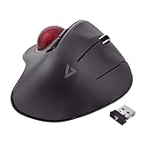 V7 MW650 Kabellose ergonomische USB Trackball Maus für Computer, Laptop, Tablet, 6 Tasten und Auto-Speed DPI - schwarz/w