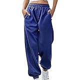 Jogginghose Damen Sporthose mit Schmetterlings Grafik Fitnesshose mit elastischer Taille Weite Hose mit weitem Bein Freizeithose mit Kordelzug Wanderhose Trainingshose Outdoorhose Trainingsanzug