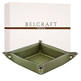 BELCRAFT Orvieto Taschenleerer Leder, Handgearbeitet in klassischem italienischem Stil, Ordentlich Tablett, Geschenkschachtel inklusive Grün (19x19 cm)