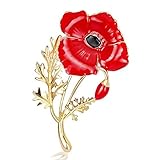 ROTOOY Rote Blume Brosche Mode Neue Kreative Nelke Brosche Goldene Emaille Brosche Mutter Geburtstagsgeschenk Pin D