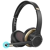 Bluetooth Headset mit CVC8.0 Noise-Cancelling-Mikrofon, 22 Std Bluetooth 5.0 Stereo Freisprechen Funk Kopfhörer, On Ear Kabellose Business 3.5mm Headset mit stumm für Handy, Connect 2-G