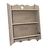 Wandregal Herz Hängeregal Gewürzregal Wandgarderobe Regal Shabby Chic Landhaus Holzregal Wandboard Bilderrahmenleiste für Deko und Wohnaccessoires für die Wand aus Holz Küche Wohnzimmer Schlafzimmer | L x B x H 9 x 38,5 x 48,5 cm | G