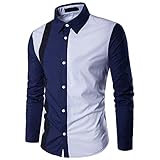 KBUY Herren Hemden Herren-Hemd Slim-Fit Herrenhemden Langarm-Hemden Männer Freizeit-Hemd Business Herren Freizeit Hemden Shirt Tops Mode Langarmlig Men's Casual Dress Slim Fit M-3XL