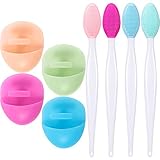 4 Stück Silikon Peeling Lippen Bürste Mini Peeling Set Doppelseitig Lippe Peeling Werkzeug und 4 Stück Silikon Gesicht Scrubber Peeling Bürste Gesicht Reinigungsbürste für Gesicht Lippen Pfleg