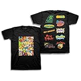 Nickelodeon Klassisches Herren-T-Shirt im Stil der 90er Jahre, Rugrats, Invader Zim, Ren & Stimpy, und Hey Arnold, Vintage-T-Shirt, Unisex-Erwachsene Herren, schwarz, Larg