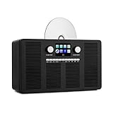 auna Vertico - Internetradio mit CD-Player, SmartRadio: Internet/DAB+ / FM-Radiotuner, Slot-In CD-Player, Bluetooth-Funktion, App-Control via UNDOK, 2,4' HCC Display, schw