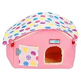 Salmue Haustier-Hamsternest, Plüsch, warm, Baumwolle, übergroß, warm, Winter, kann aus dem Nest genommen werden, Spielzeug zum Kauen von kleinen Tieren wie Zwerghamster und Mäusen (Pink)