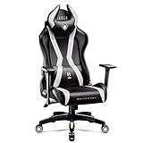 Diablo X-Horn Gaming Stuhl Bürostuhl Schreibtischstuhl 3D Armlehnen Ergonomisches Design Nacken/- Lendenkissen Kunstleder Wippfunktion Schwarz-Weiß King (XL)