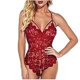 Giulogre Dessous Minirock BH Set Hollow Out Transparent Tiefer V-Ausschnitt Reizwäsche Nachtwäsche Dessous Set Damen Sexy Bralette Unterwäsche BH und Höschen Set Riemchen Babydoll Nachtw