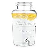 Navaris Getränkespender 8 Liter aus Glas - Zapfhahn aus Edelstahl und Bügelverschluss - Wasserspender Glasbehälter für kalte Getränk