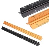 2 Stück Dreikantmaßstab Scale Ruler, Alu Dreikantlineal, Maßstab Lineal, 30 cm Aluminium Dreieckskala Lineal -1:20:25:50:75:100:150, 1:100:200:250:300:400:500