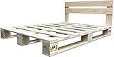 LIPA Palettenbett mit Kopfteil Massivholzbett Paletten Bett Holz 90 100 120 140 160 180 200 x 200cm hergestellt in BRD (140 x 200 cm)