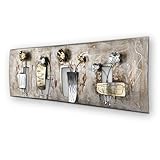 mosa designs House of Arts Metall Moderne Wanddekoration mit Blumen Handgefertigt 3D Effekt Bronze Silber Gold 120x40x7