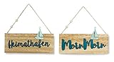 levandeo 2er Set Türschilder Türhänger Holz 21,5x9cm Moin Moin Heimathafen Maritim Schild Wandobjek