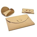 SHOPANTS 100 Stück Briefumschläge Herz Briefumschläge 7 x 10cm Mini Kraftpapier Umschläge mit Herz Blanko Retro Grußkarte für Geburtstag Weihnachten Hochzeitstag Muttertag