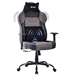 VON RACER Gaming Stuhl, Ergonomischer Stuhl mit Massage Lendenkissen und Kopfstütze, Schreibtischstuhl, Bürostuhl mit Wippfunktion, Drehstuhl, Chefsessel, bis 150 kg belastbar, G