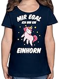 Statement Sprüche Kinder - Mir egal ich Bin EIN Einhorn - weiß - 152 (12/13 Jahre) - Dunkelblau - T-Shirt - F131K - Mädchen Kinder T-S