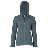 Engel Jacke mit Kapuze Merino Wollfleece Damen, 38-40/38/40, Atlantik Melange 034E