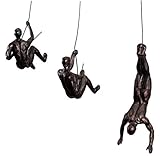 Tauzveok Skulptur Kletterer Metall Wall Art Skulptur Klettern Dekorative Skulpturen Statue Bungee Jumping Man Klettern Wallhanging Figuren Abseiling, Black Copper 3