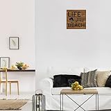 Großes Holz-Buddha-Schild mit Aufschrift 'Life Is Better At The Beach', für die Taufe, 30,5