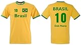 Fruit of the Loom Brasilien Herren T-Shirt Retro Trikot Wunschname & Nummer|S