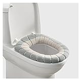 DOBGWD Colorblock Toilettensitzbezug (Pack Von 2) WC-Sitze Weiches Badezimmer WC-Sitzkissen Universal Dehnbar Waschbar Passend for Alle Ovalen Toilettensitze (Color : Beige)