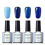 UV Nagellack Gel Shellac Set Nail Polish Set Soak Off UV LED Gel Gellack Blau Farbe von Fairyglo 4 X 10ml-Blau C012