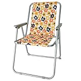 diMio Retro-Design Klappstuhl in 8 trendigen Designs Camping Garten Anglerstuhl 70er Jahre mit Alu-Gestell (Blossom)