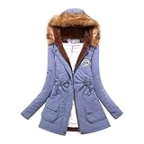 HSKcim Damenjacke Dicker Wintermantel Lang Winterparka Taschen Reißverschluss Große Größen Fleecejacke Langarmjacke Funktionsjacke Übergangsjacke Plüschjacke Outdoorjacken (Light Blue, M)