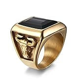 BYYHJNMSXS Herren Ringe Mode Edelstahl Übergroße Herren Titan Stahl Finger Retro Schlichten Klassischen Ring-Gold_9