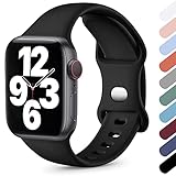 Upeak Sport Armband Kompatibel mit Apple Watch Armband 41mm 45mm 38mm 40mm 42mm 44mm, Sanft Silikon Ersatz Sportarmband Band für iWatch Armband Series SE/7/6/5/4/3/2/1, 38mm/40mm/41mm-S/M, Schw