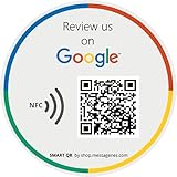 1x Google Aufkleber rund QR und NFC | Bewertungen in 1 Klick | Erhöht Bewertungen in Google Ihres Unternehmens | mit dynamischem QR wiederverwendb