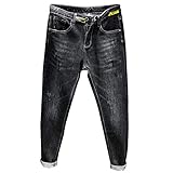 YANGPP Schwarze Jeans Herren Skinny Elastic Herbst Und Winter Herren Jeanshosen Herren Jeans Printed Cowboys Jeans, Schwarz, 30