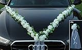 VIP Girlande 30 Azaleen 30 Rosen 18 extrastarken Saugnäpfen 2 x 180 cm Girlande 4 Türgriffdekorationen 2 Rattanherzen Braut Paar Autoschmuck Hochzeit Car Auto Wedding PKW ®Auto-schmuck (Azaleen 4)