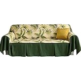 KGDC Schonbezug ​Sofa Gedruckt Sofa-Cover - Baumwoll- und Leinen-Couch-Slipcover mit Rock, 1-teiliger Maschinenwaschbare Wohnzimmer-Möbel Couch Protector Stilvolle Couchabdeckung