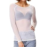 Fanxing Mesh Damen Langarmbluse Rollkragen Durchsichtige Einfarbige Mesh Langarmbluse Atmungsaktiv Transparente Pullover Stretch Bequeme Stoffe Rollkragenpullover Transparent Tüll Mesh S