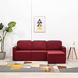 SANON Modulares 3-Sitzer-Schlafsofa Sofa for Living Room Lounge Sofa Indoor Verstellbar Sofa Wohnzimmermöbel aus Polyestergewebe Weinrot S