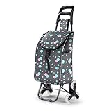 LYLSXY Trolley,Leichter Treppensteigen-Einkaufswagen, Klappbarer Push-Pull-Lkw Mit Wasserdichter Tasche Gepäckwagen Mit Großer Kapazität Lebensmittelwagen Mit 2 R