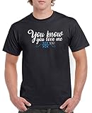 Comedy Shirts - You Know You Love me XOXO - Herren T-Shirt - Schwarz/Weiss-Blau Gr. XL