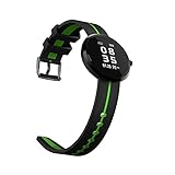 AMLILY Smart Armband, Blutdruck, Herzfrequenzgesundheitsmonitoring, Bluetooth-Schritt-Zähler, Sport-Armband, Zweifarbiges Riemen,Grü