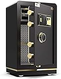 Safe Box Home Safe Fingerabdruck Elektronischer Safe LCD Anzeige,Safety Safe Cabinet Safe Home Office Safe Hotel Kleine All-Steel Fingerprint Passwort Anti-Diebstahl Unsichtbare Wand Safe 8 0x42x47.C