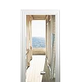 Magiin 2 Pcs Fototapete Türtapete selbstklebend Türposter - Abnehmbar Fototapete Türfolie Poster Tapete Meer Muster Türaufkleber für Tür, Wohnzimmer, Schlafzimmer, Küche und Bad 38.5 x 200cm (A)