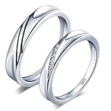 Unendlich U Simpel Welle 925 Sterling Silber Zirkonia Paar Band Ringe Eheringe Trauringe Verlobungsringe Partnerringe, Größe 51