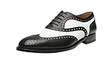 ROYAL WIND Geninue Leather Spectator Shoes Herren Schwarz Weiß Lace Up Wing Tip Perforierte Kleid Schuhe, schwarz, 38 EU
