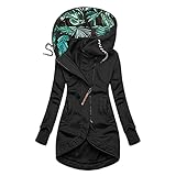 Briskorry Damen Lang Sweatjacke mit Kapuze Reißverschluss Kapuzenjacke Herbst Übergangsjacke Gestreift Elegant Sweatshirt Sportlich Outdoorjacke mit Kordelzug Outwear…